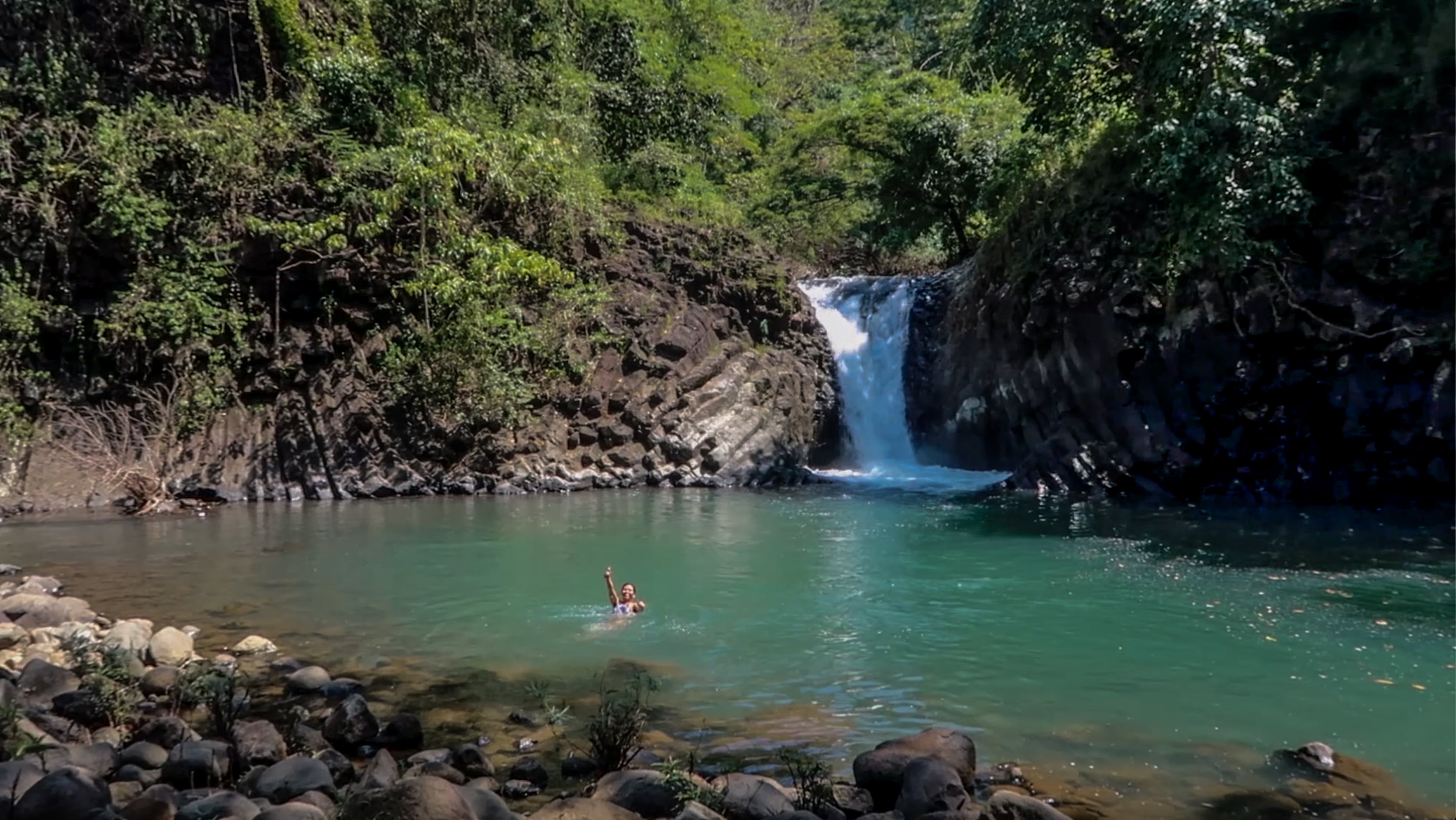 melody somido swimming at dunsulan falls in bataan philippines